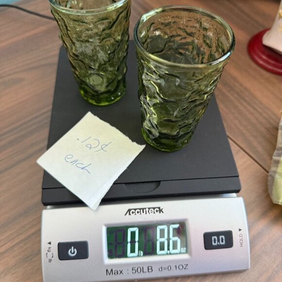 Vintage Anchor Hocking Lido Milano Avocado Green 1960s 4" Juice Glass Set of 2 - Picture 6 of 6